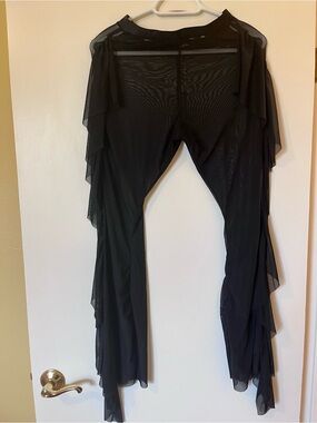 Black Sheer Ruffled Layered Pants